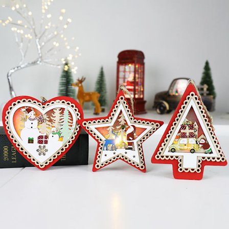 Juldekorationer Julgranshängen i trä Lysande julgranshängen Kreativa presenter i olika storlekar