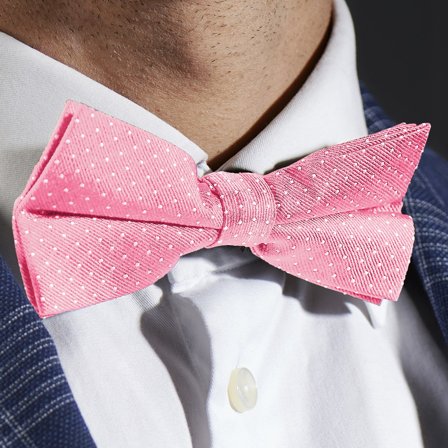 Pink Polka Dot Silk Pre-Tied Bow Tie for Men - Pre-tied bow ties