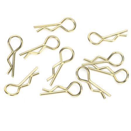 10 st RC Bil Karossklämma RShape Metall Karossklämmor Stift för 1/5 1/6 1/8 1/10 RC Bil (Guld)