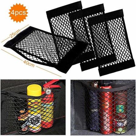 Bagasjeromsnett for bil, 4 stk. 40x25cm Bilbagasjeromlomme Organizer Bag Organiz