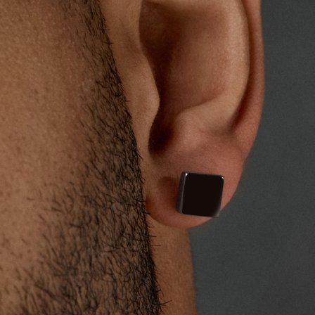 Stud náušnice Black Square 8 mm pro muže - Pecky a kroužky