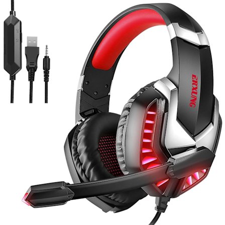 Gaming Headset, Ps5 Pc Gaming Headset With Noise Canceling Mic, 3d Stereo Surround Sound Led Light, Xbox One Headset For Switch Laptop Tablet, Blue