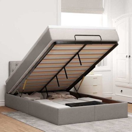 Maison Exclusive - Ottoman seng med madras og LED Taupe 120x190 cm stof