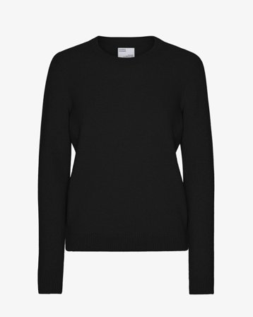 Women Classic Merino Wool Crew - Deep Black M