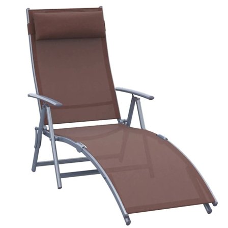 Rootz Sun Lounger - Beach Lounger - Relaxation Lounger - Garden Lounger - Foldable Sun Lounger - With Cushion - Brown - 137 x 63.5 x 100.5 cm