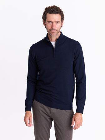 MATCH - Berto merino zip genser - Mario Conti - Str. XL - Herre - Gensere & Cardigans - Blå - 100% ull-merino