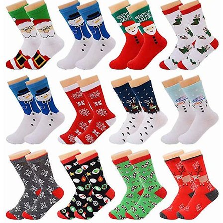 12 par julstrumpor myssockor julstrumpor bomullsstrumpor Färgglada roliga strumpor Sängstrumpor Dam Vintervarma strumpor