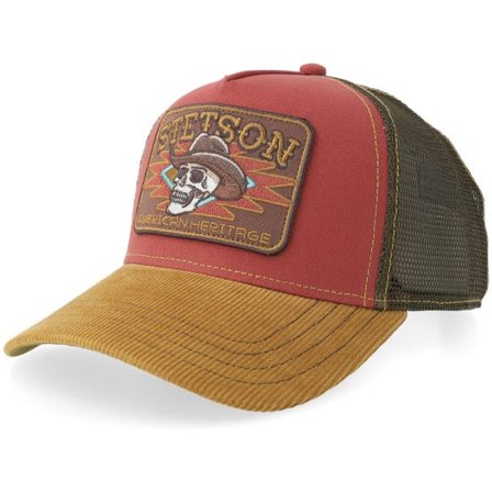 Stetson - Röd trucker Keps - Big Size Cap Skull Yellow/Red A-frame Trucker @ Hatstore