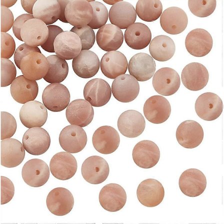 49 stk. Runde Naturlige Solsteinperler 8mm Runde Glatte Edelstensperler Krystallenergi Løse Perler for Smykker Armbånd Halskjede Øredobber Laging DIY 