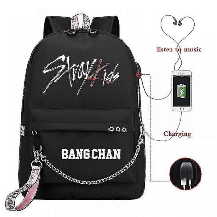 Stray Kids USB Ryggsäck Koreansk Stil Felix Bokväska Tillbaka Till Skolan Pojkar Flickor Fans Presentväska Mochila
