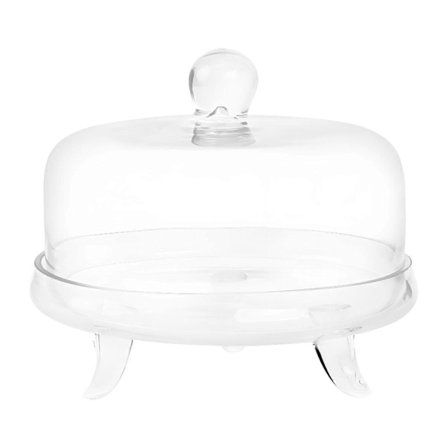 Kagefad med kuppellåg, dessertbakke, dekorativ serveringsplade, rund, transparent