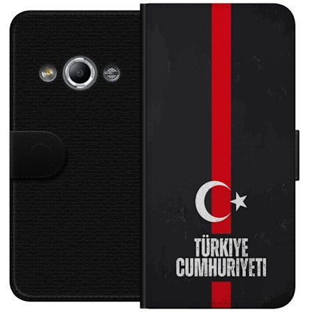 Yhteensopiva Lompakkokotelo Samsung Galaxy Xcover 3 Turkin symboli, jossa punainen viiva, valkoinen puolikuu ja tähti, tyylikäs muotoilu kaikille, j