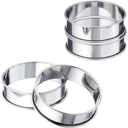 Sett med 4 non-stick kakeformer, paier og terter med rullet kant