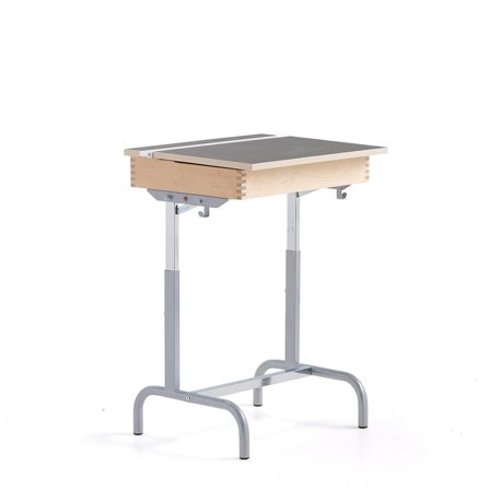 School desk 188, silver, dark grey linoleum