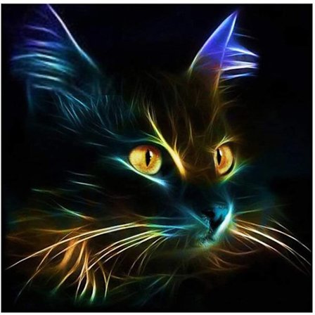 Full Diamond Diamond Painting, 5D Diy Diamond Painting Digital Wall Decor Kit, Black Cat (15.7X15.7 tum)