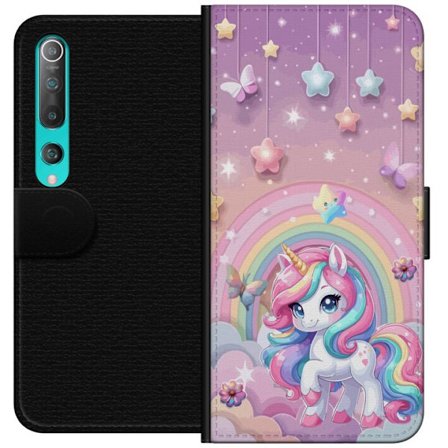 Kompatibelt Lommeboketui til Xiaomi Mi 10 5G Magisk enhjørning med regnbue manke, stjerner og sommerfugler mot en pastellhimmel med skyer