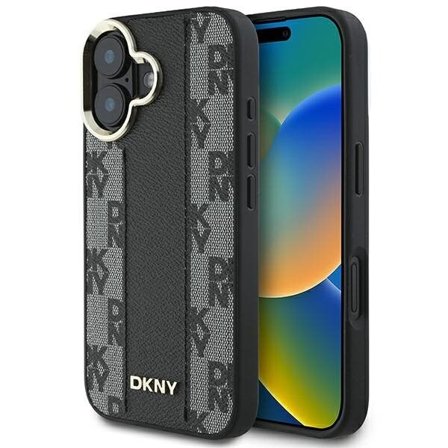 DKNY Magsafe iPhone 16 Plus-etui med rutete mønster - svart