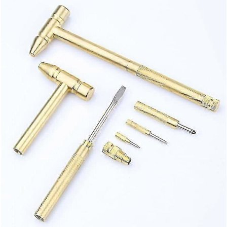 6-i-1 Mini Messinghammer Dobbelthodet Liten Hammer Multifunksjon Kobberhammer med Avtakbar Skrutrekkerverktøy --WHBYV