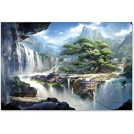 1000 Brikker Abstrakt Kunst Foss Isolerte Øy Eventyrland By Maskindrevet Puslespill Leker For Voksne Trepuslespill