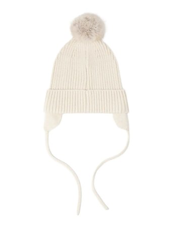 Lindex Cap Knitted W Pom Pom - Cream - 48/50