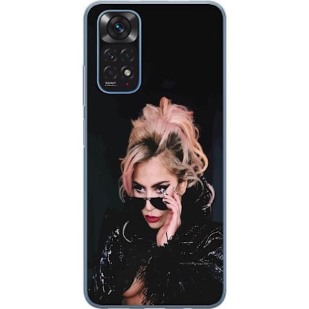 Yhteensopiva Puhelinkuori Xiaomi Redmi Note 11S Lady Gagan muotokuva aurinkolaseilla ja dramaattisella meikillä tummassa glamuurityylissä