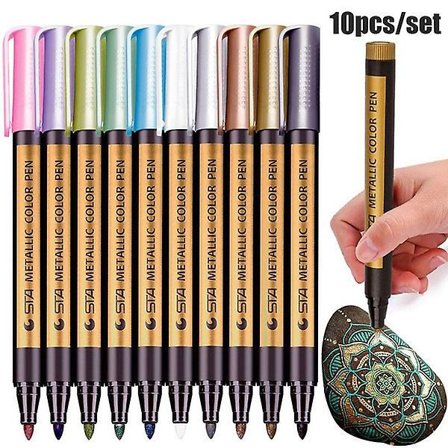 Metallikynät, valikoima värejä, ensiluokkainen maalikynä mustalle paperille, häävieraiden kirja, askartelutarvikkeet