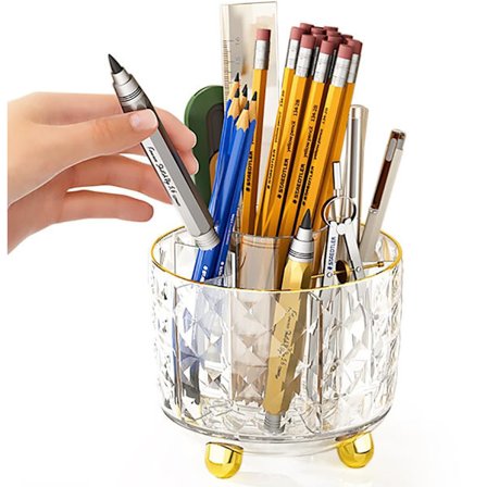 Skrivebord Blyant Pennholder, 360-Graders Roterende Penneorganisatorer for Skrivebord, Skrivebordslagring Skrivesaker og Tilbehør (Transparent)