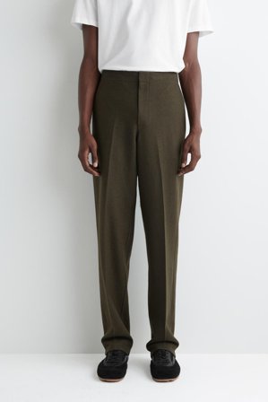 COS Men's Pantaloni Elasticizzati In Lana Cotta in Verde