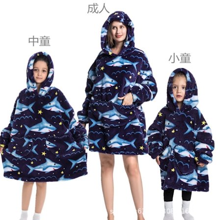 Mub- Huva bomull ull vinterjakke teppe kostyme tykk lat kostyme TV-teppe tv teppe pyjamas genser hettegenser teppe hai