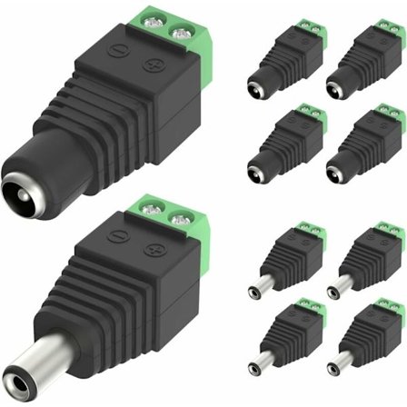 10 kpl 5,5 mm 2,1 mm DC-virtaliitin uros ja naaras 12 V pistokesovittimet CCTV-kameralle DVR-turvajärjestelmän LED-valolle