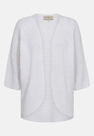 Freequent - Strikket cardigan med trekvarterme i hvit for damer i størrelse M (40) - Cellbes