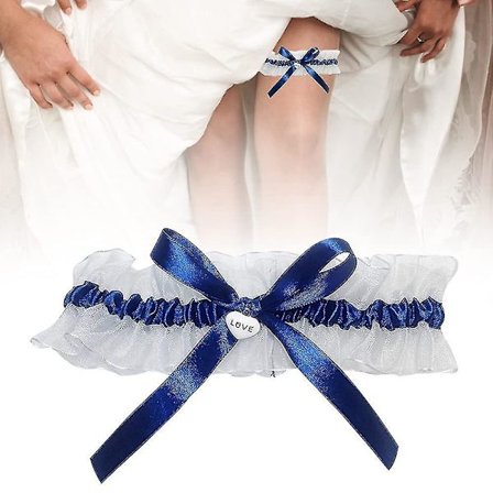 Bride Garter Blue Wedding Garter Elasticated Bridal Lace Garter Blue Ribbon Ivory Garter Wedding Gift With Bows