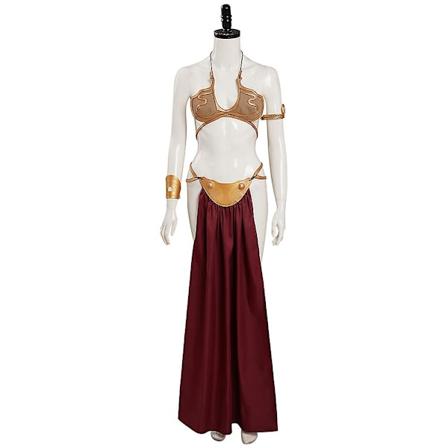 Star Wars: Jedi-Riddarns Återkomst Cosplay Kostym Prinsessan Leia Slavuniform Dräkt Kvinnor Sexig Gyllene Bikini Set för Halloween Karneval Fest 