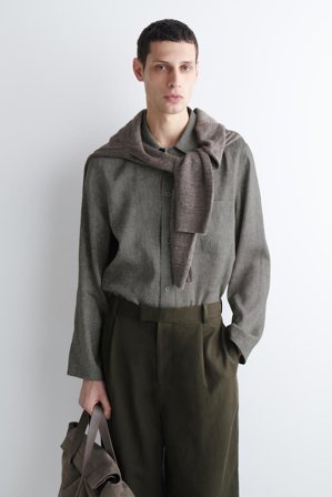 COS Men's Relaxed Linen Shirt in Brown