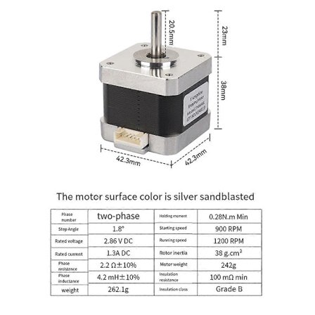 Stepper Motor 17HS4401 38mm Akse 5mm for 3D-skriver Graveringsmaskin