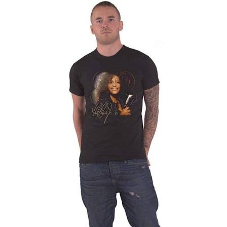 Whitney Houston Unisex Vuxen Vintage Foto Bomull T-Shirt L Bla Black L