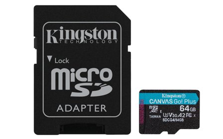 Kingston 64GB Canvas Go Plus Gen4 microSD-kort, UHS-I, U3, V30, A2, inkludert SD-adapter