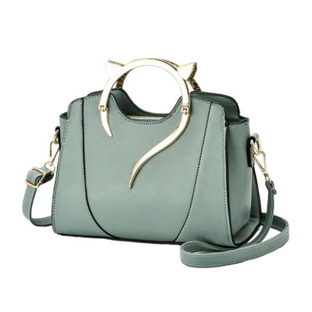 Naisten olkapää Crossbody Messenger Bag Cat Ear PU-nahkainen käsilaukku kahvalla Green