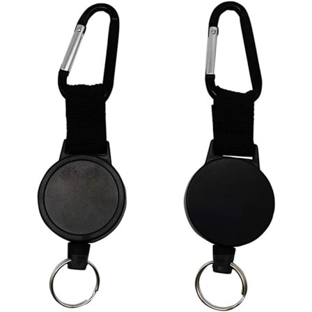 Solid nøkkelring med uttrekkbar snor