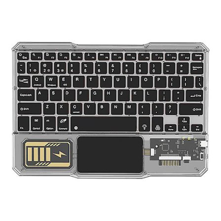 Transparent RGB Bluetooth-tangentbord med pekskärm Uppladdningsbart RGB-bakgrundsbelyst trådlöst tangentbord för iPad Android iOS Windows-surfplatta