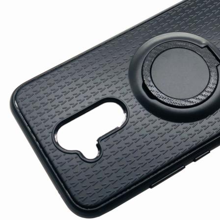 Silikonskall i karbonfinish med ringholder Huawei Mate 20 Lite Blå