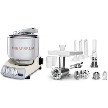 Ankarsrum Assistent AKM 6230 røremaskine + komplet kødhakker, lys creme | KitchenOne
