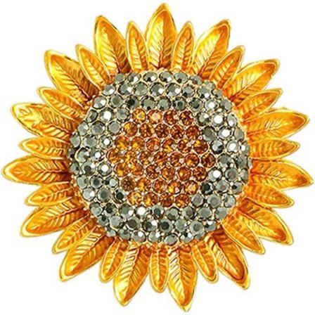 Rhinestone Solros Brosch Pin Vintage Guld Gul Elegant Pin Dam Multipurpose Brosch Halsband
