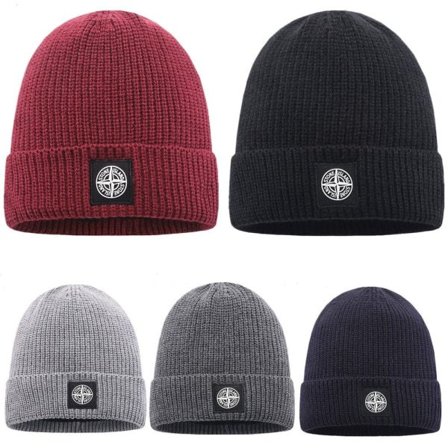Ny varm strikket stretch beanie vinterlue for menn og kvinner jul marineblå