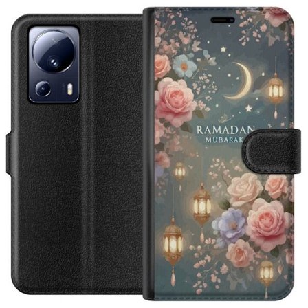 Kompatibel Tegnebogsetui til Xiaomi 13 Lite Mørk fantasy scene med menneske og dæmonisk væsen i ildelandskab med overnaturlig kraft