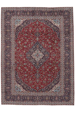 Hand Knotted Keshan Rug 293X399 Wool Black/Dark Red Large
