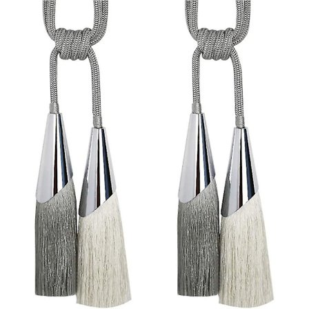 Elegante gardinholdere, gardinpynt med hengende kuler, gardinholdere