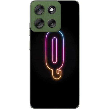 Kompatibelt Mobildeksel til Motorola Motorola Moto G56 Minimalistisk neonbokstav Q i skinnende farger mot mørk bakgrunn