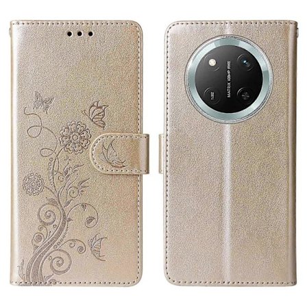 Lærtelefondeksel for Honor Magic7 Lite 5G/X9c 5G/X60 Pro 5G Sommerfugl Blomster Avtrykk Lommebok