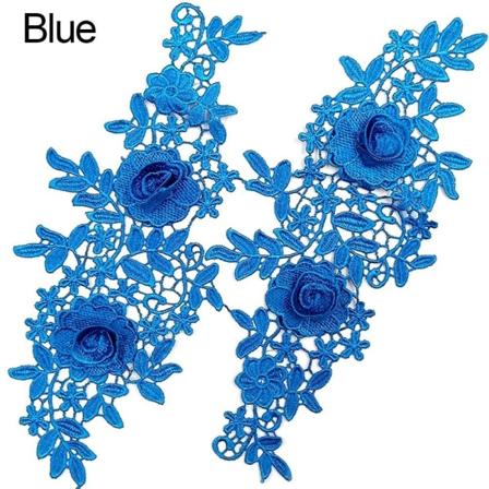 1 par broderilapper Sy patches på BLÅ Blue